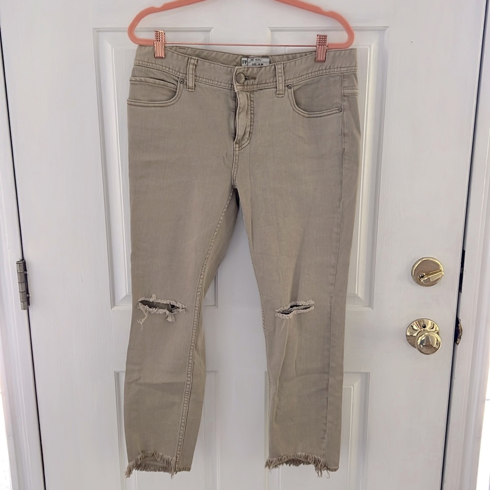 Free People straight ankle tan jeans size 30
